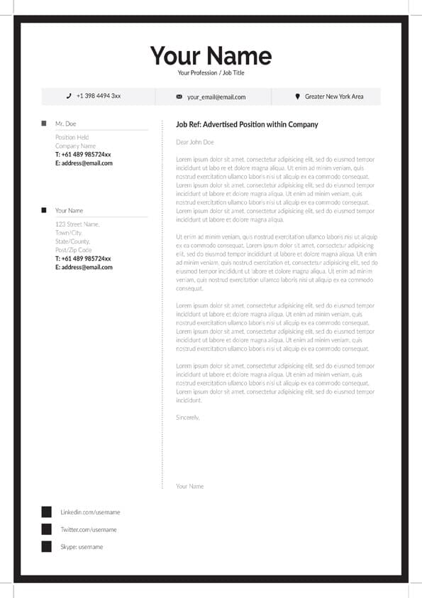 Clean Junior Cover Letter Template