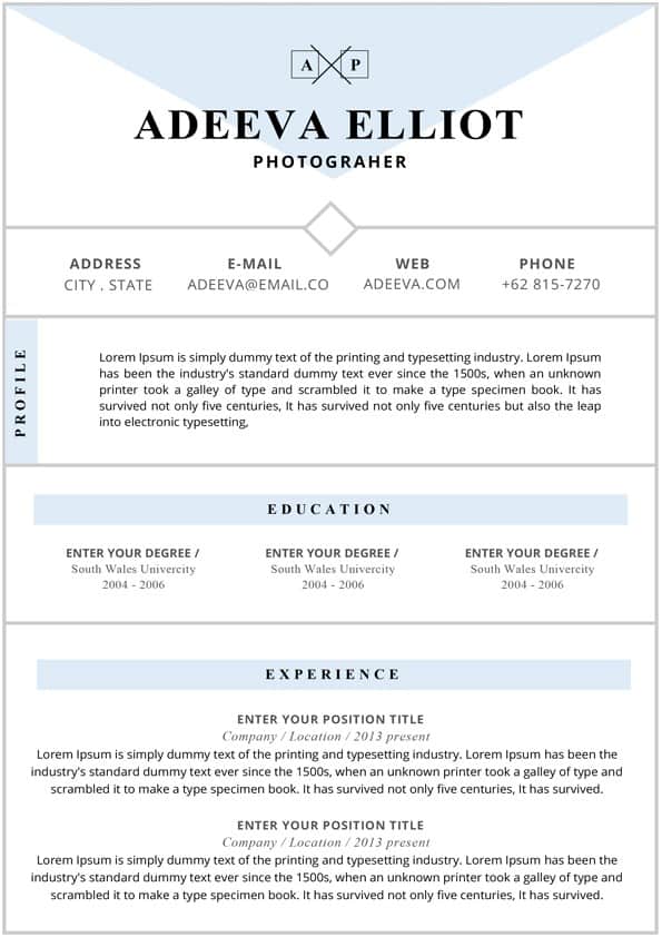 Editable Indesign Resume Template
