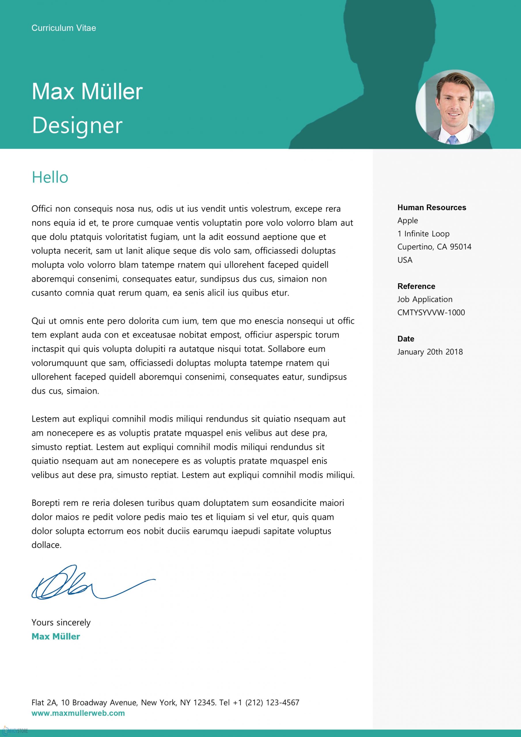 Swiss Style Cover Letter Downloadable Cover Letter Template