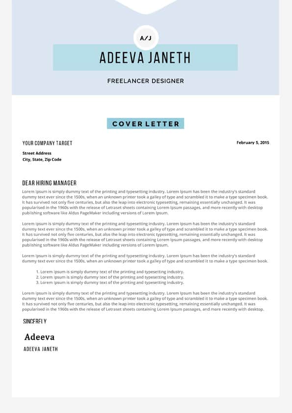 Example Cover Letter for Application Template