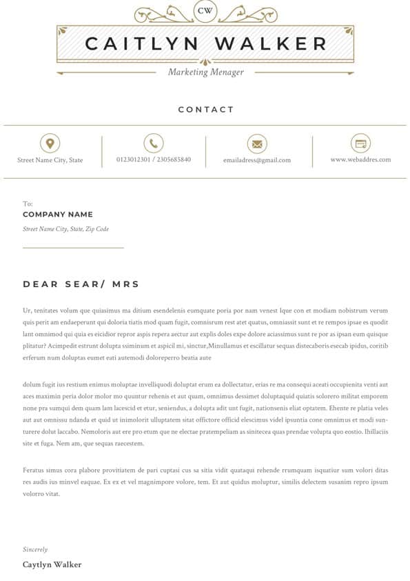 Caitlyn Cover Letter Template