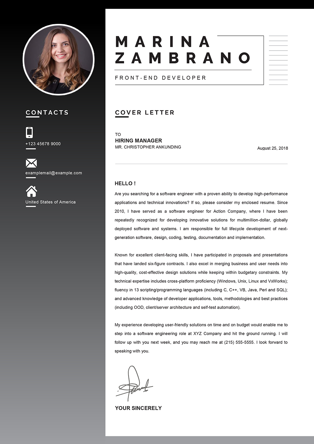 cover letter word document template