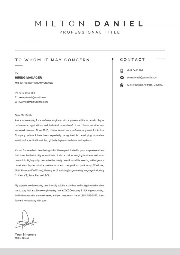 Professional Word Cover Letter Template