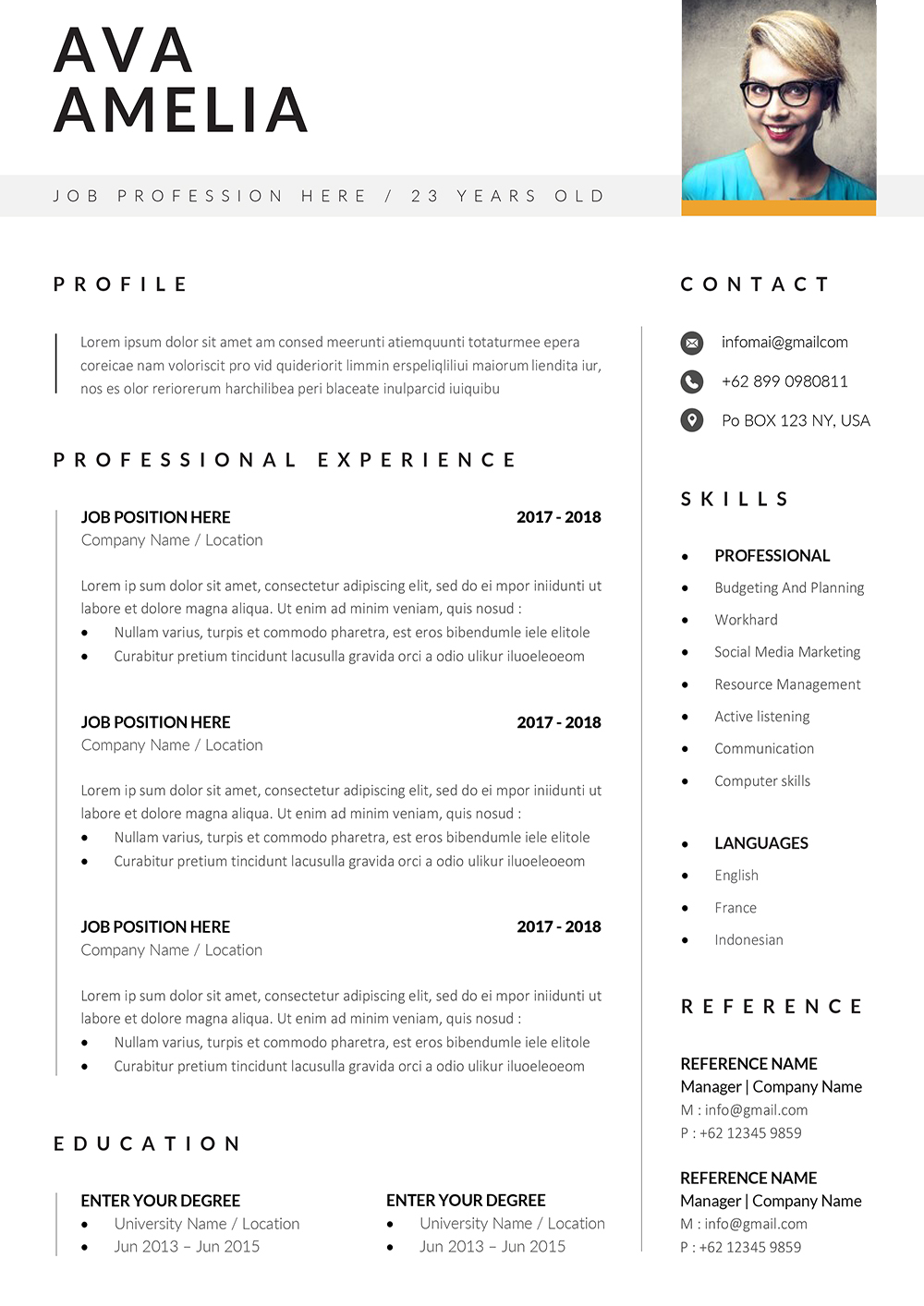 Ats Friendly Resume Template Canva