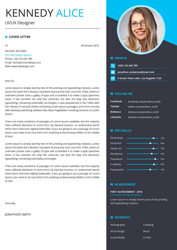 Modern Structured Cover Letter Template