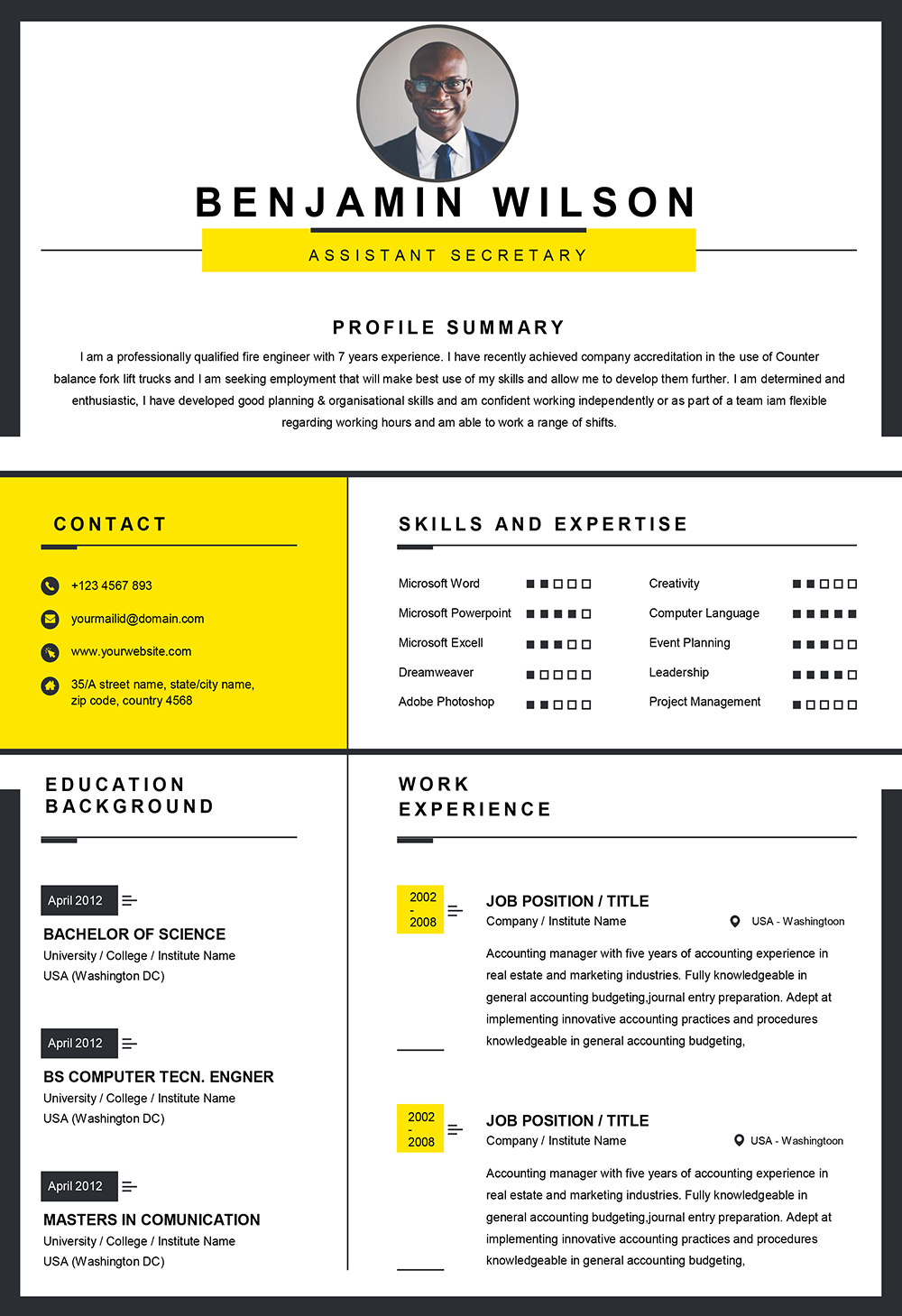 Clean Professional Word Resume Without Subscription | Word CV